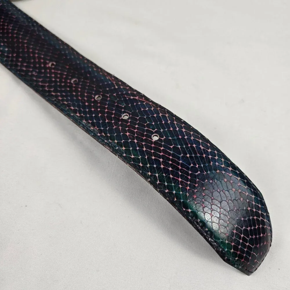 Harve Benard Size Small Genuine Leather Snake Print Belt Blue Pink Ombre